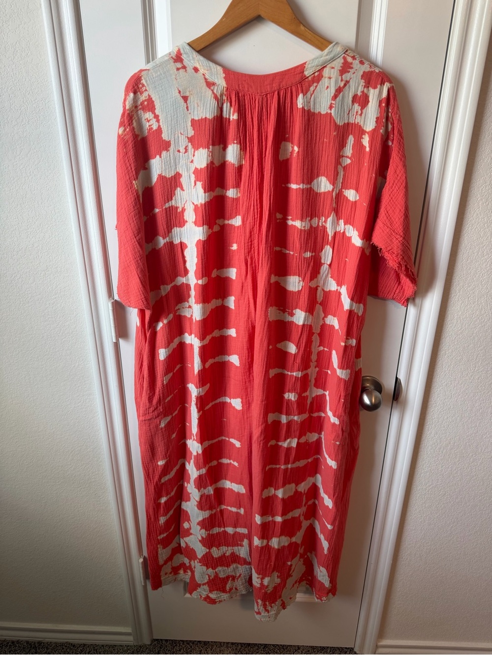 YBF Brand Coral Tie-Dye Caftan Dress or Swim Cover-Up - Picture 3 of 6